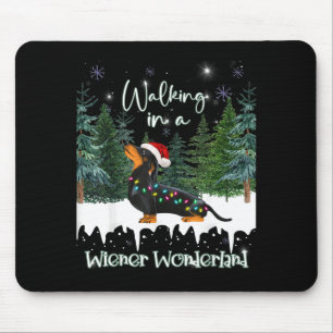 Walking In A Wiener Wonderland Dachshund  Mouse Pad