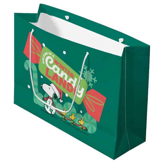 Walking In A Winter Candy Land! Large Gift Bag (Front Angled)