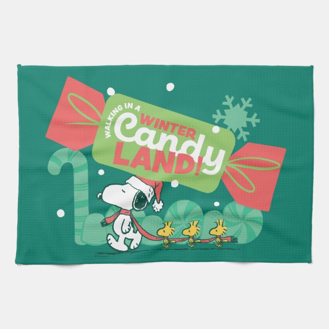Walking In A Winter Candy Land! Tea Towel (Horizontal)