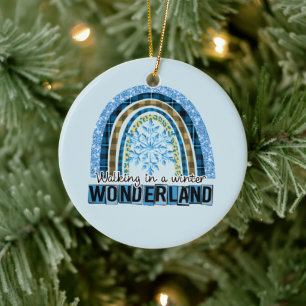 Walking in a Winter Wonderland Blue Rainbow Ceramic Tree Decoration