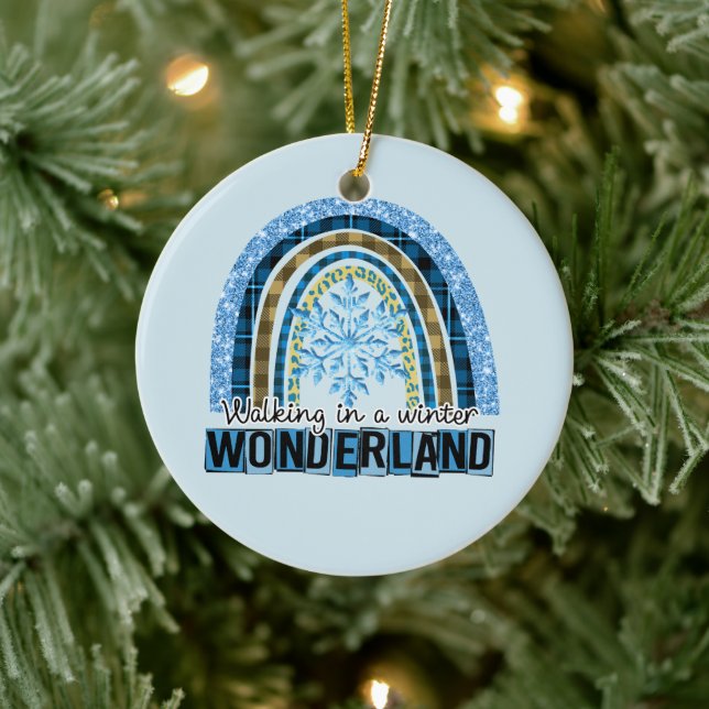 Walking in a Winter Wonderland | Blue Rainbow Ceramic Tree Decoration (Tree)