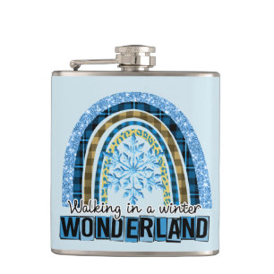 Walking in a Winter Wonderland   Blue Rainbow Hip Flask