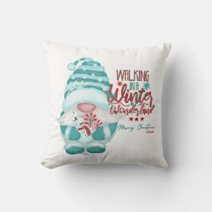 WALKING IN A WINTER WONDERLAND gnome christmas Cushion