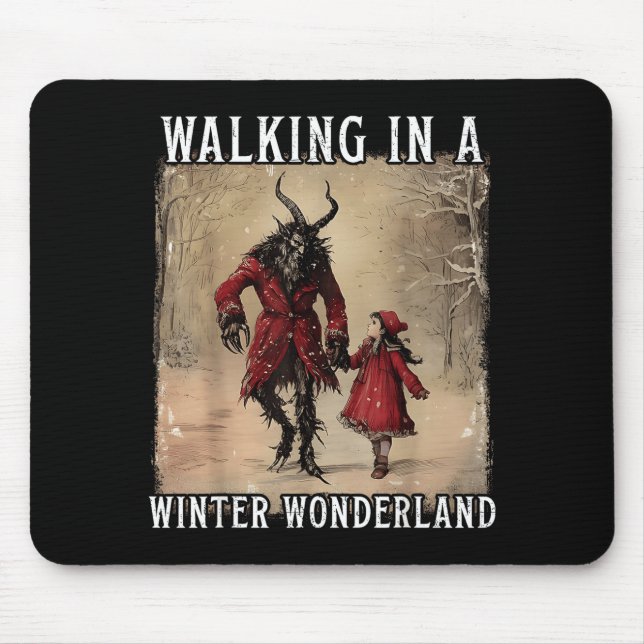 Walking In A Winter Wonderland Krampus Creepy Horr Mouse Pad (Front)