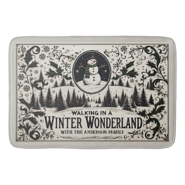 Walking in a Winter Wonderland Snowman Bath Mat (Front)