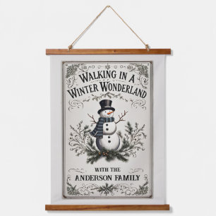 Walking in a Winter Wonderland Snowman Hanging Tapestry