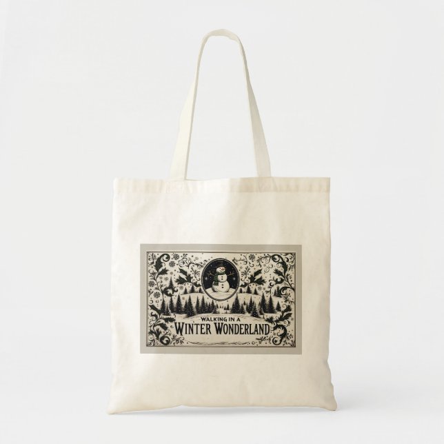 Walking in a Winter Wonderland Snowman Tote Bag (Front)