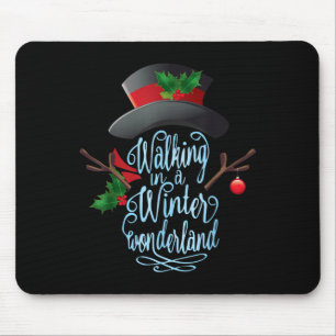 Walking In A Winter Wonderland Snowman Vintage Chr Mouse Pad