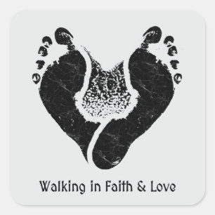 Walking in Faith & Love Christian Design Square Sticker