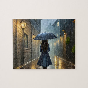 Walking in the rain jigsaw puzzle