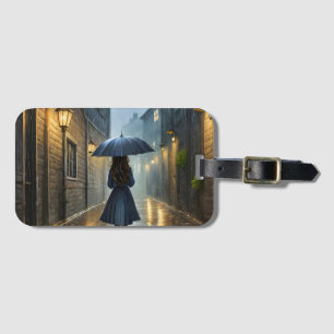 Walking in the rain luggage tag