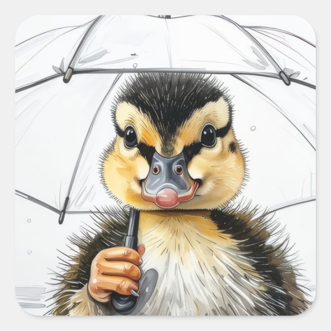 “Walking in the Rain”  Square Sticker (Front)