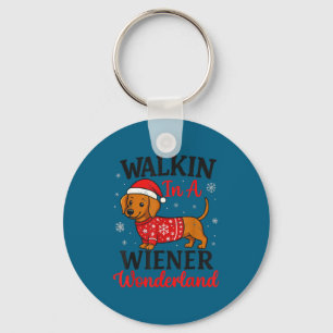 Walking In Weiner Wonderland Mini Dachshund Christ Key Ring