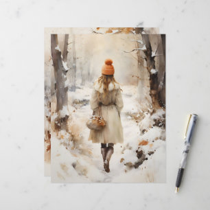 Walking in Winter Woodland Scrapbook Paper