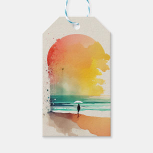 Walking into the Waves Abstract Beach Art Gift Tags
