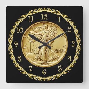 Walking Liberty Centennial Gold Coin Image ~  Square Wall Clock