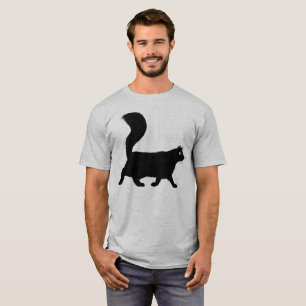 Walking Longhaired Black Cat Cool Kitty T-Shirt
