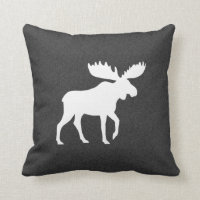 Walking Moose Silhouette Grey and White