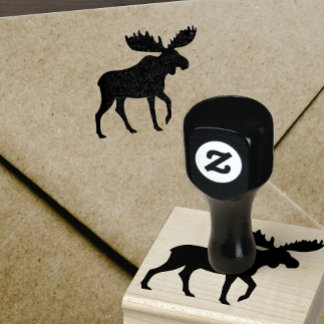 Walking Moose Silhouette | Wild Animal Wildlife Rubber Stamp