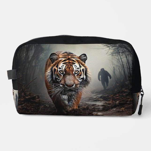 Walking Old black and orange tiger surreal forest Dopp Kit (Front)