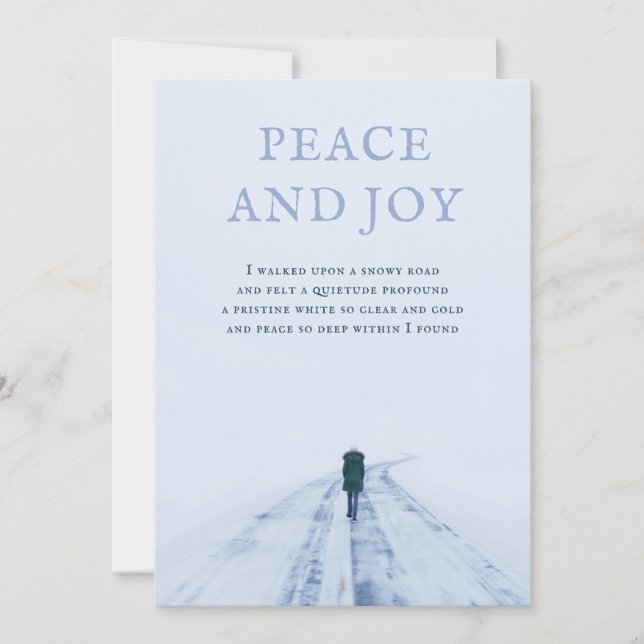 Walking On Snowy Road Peace Poem Holiday Card (Front)