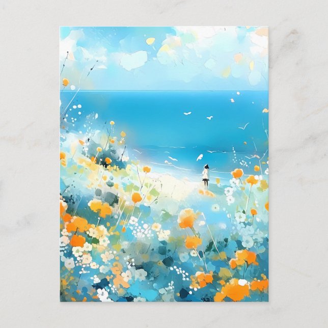 Walking on the beach postcard (Front)