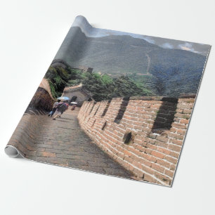 Walking on the Great Wall of China Wrapping Paper