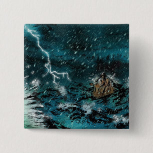 walking on water Jesus 15 Cm Square Badge