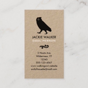 Walking Owl Silhouette Simple Wildlife Business Card