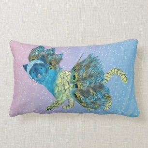 Walking Peacock Kitty 1 Lumbar Pillow