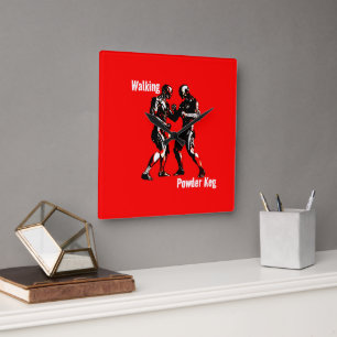 Walking Powder Keg Square Wall Clock