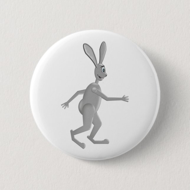 Walking Rabbit 6 Cm Round Badge (Front)