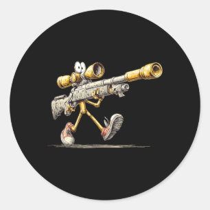 Walking Rifle Gun Costume for Precision Sniper Classic Round Sticker