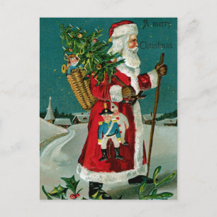 Walking Santa Holiday Postcard