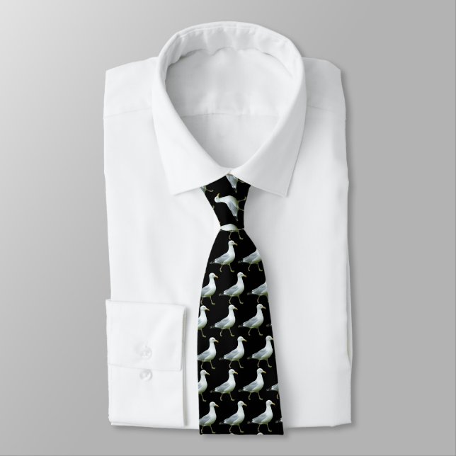 Walking Seagull Pattern - Black Tie (Tied)