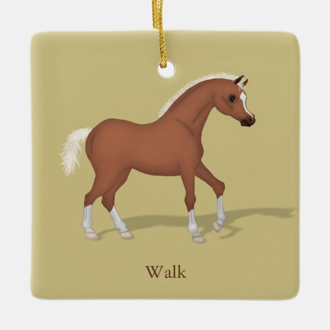 Walking Sorrel Gaits of the Horse Personalised Ceramic Ornament (Front)