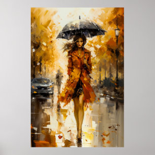 Walking the Autumn Rain: A Woman's Meditation - Poster