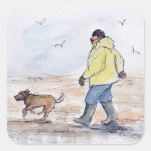 Walking the dog - 01 square sticker