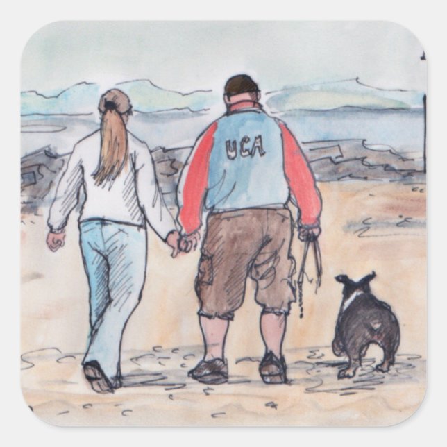 Walking the dog - 04 square sticker (Front)