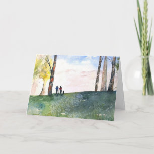 Walking The Dog Blank Greeting Card