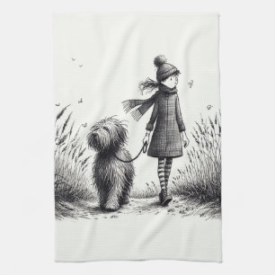 Walking the Dog Kitchen Towel