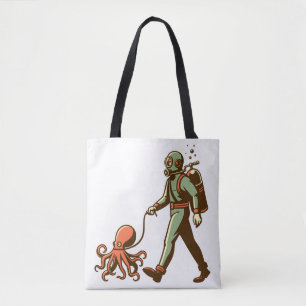 Walking the octopus tote bag