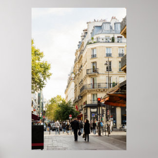 Walking through a parisian street poster