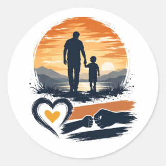 Walking Through Life Together Father and Son Classic Round Sticker