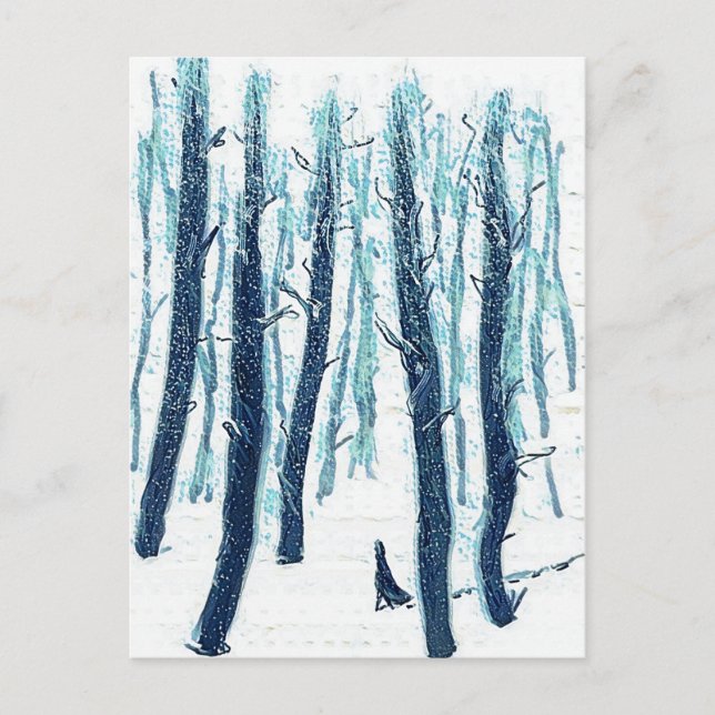 Walking Through Snowy Forest Postcard (Front)