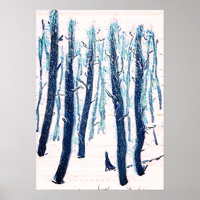 Walking Through Snowy Forest Poster (Front)