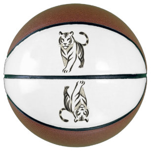 Walking Tiger Drawing - Ink Design on Basketball