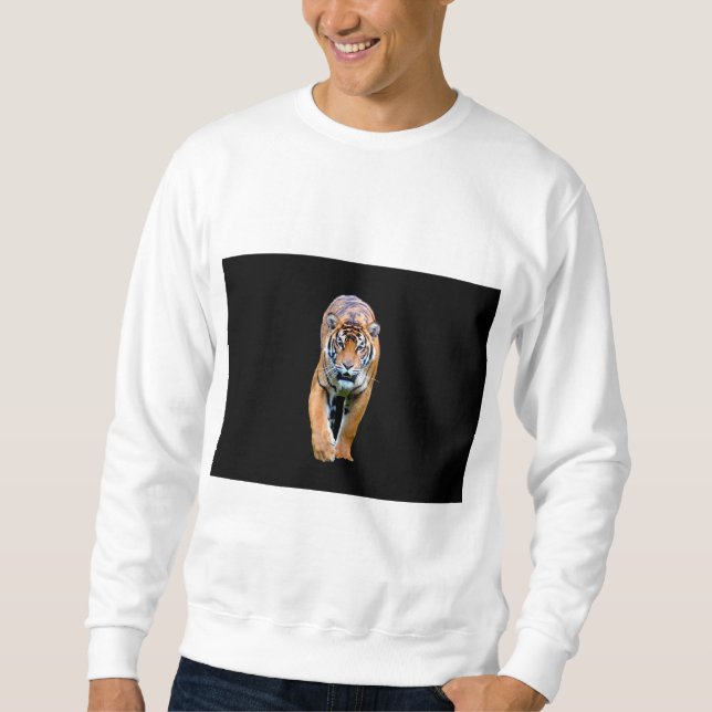Walking Tiger Template Modern Elegant Men's Sweatshirt (Front)