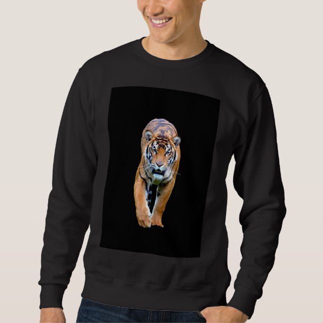 Walking Tiger Template Template Mens Basic Black Sweatshirt (Front)