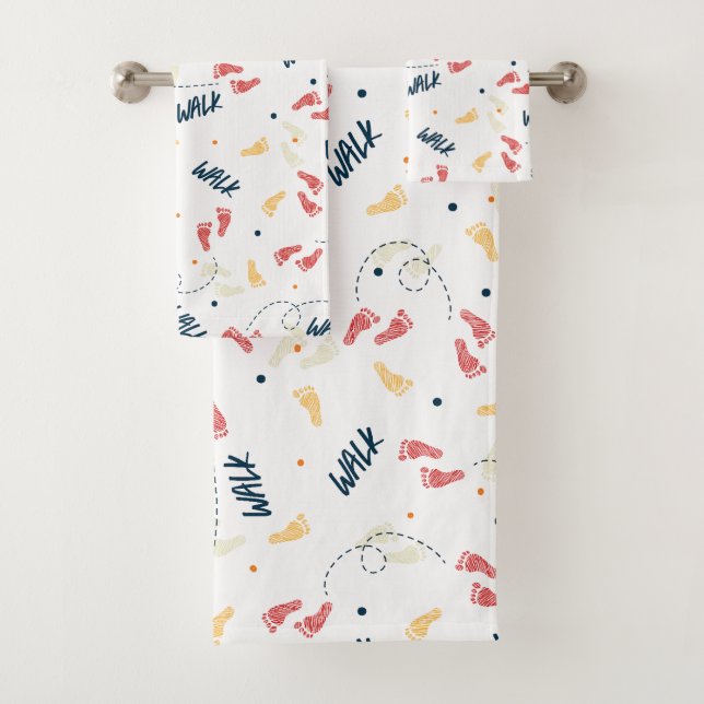 Walking Together: Adventure Footprint Pattern Bath Towel Set (Insitu)